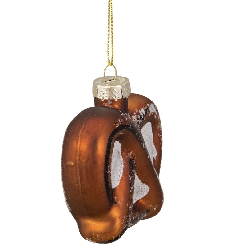 Northlight 2.75" Bronze and White Holiday Collections Salted Pretzel Glass Christmas Ornament, 3 of 5