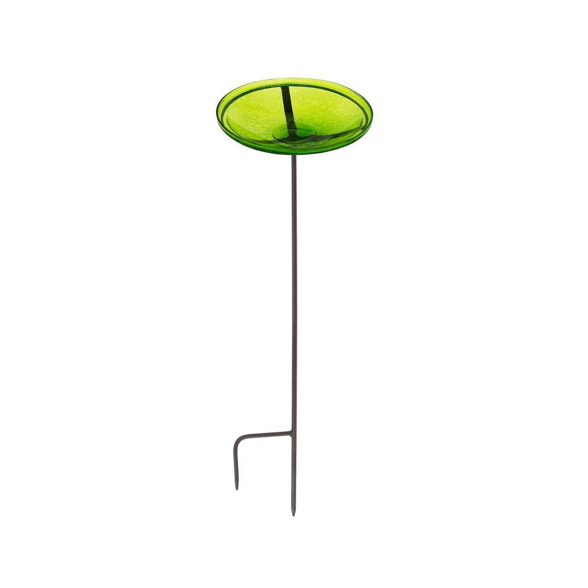 39" Reflective Crackle Glass Birdbath Bowl with Stake Fern Green - Achla Designs: Weather-Resistant, No Assembly Required