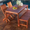 Logan 4-piece Wood Patio Dining Set with Bench and Folding Chairs Reddish Brown 59" Table - 3 of 4