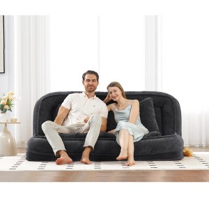 Okak Large Loveseat Floor Bean Bag Human Dog Bed with 5 Adjustable Position,Extra Lazy Chenille 2-in-1 Couch for You & Pets - 1 of 4