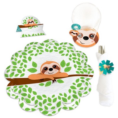 Big Dot of Happiness Let’s Hang - Sloth - Baby Shower or Birthday Party Paper Charger & Table Decorations Chargerific Kit for 8