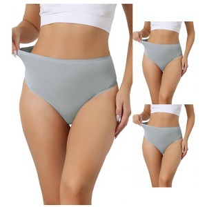 Allegra K Women's High Waist Tummy Control Stretch T-back Breathable Comfortable Thongs 3 Packs - 1 of 4