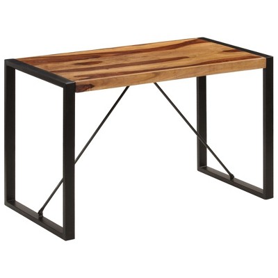 vidaXL Dining Table Brown and black Solid Sheesham wood 47.2 in Durable