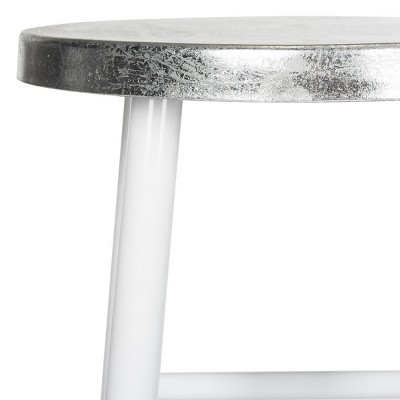 Kenzie 30" White and Silver Iron Bar Stool