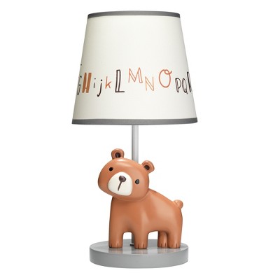 Bedtime Originals Animal Alphabet Brown/Gray Bear Nursery Lamp with Shade & Bulb