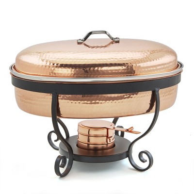 Old Dutch 6qt Stainless Steel Hammered Oval Chafing Dish Copper