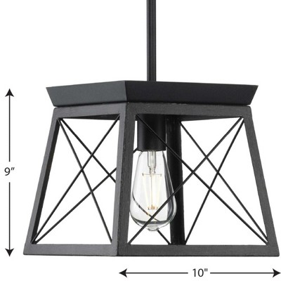 Briarwood Textured Black Mini-Pendant with Faux Wood Accent