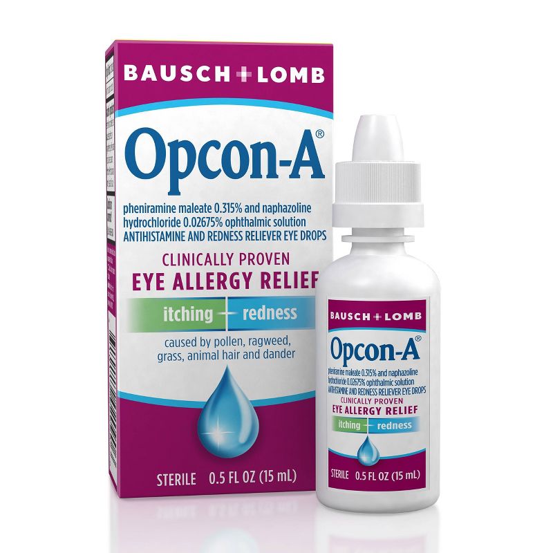 Opcon A Bausch &#38; Lomb Allergy Relief Eye Drops - 0.5oz, 1 of 8