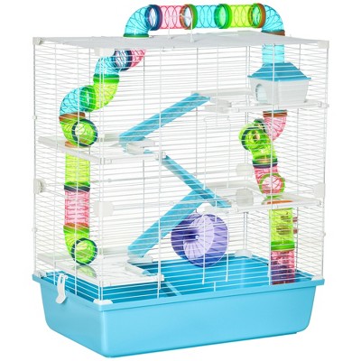 Large Hamster Mouse Cage Mice Pet with Water Bottle House Tubes Wheel  Platforms