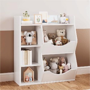 5-Cubby Kids Bookshelf & Playful Bookcase for Boys and Girls, Toy Storage Organizer for Books and Toys - 1 of 4