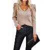 Zeagoo Fall Sweaters for Women 2024 Casual Long Sleeve Shirts V Neck Pullover Puff Slim Fit Tops - 4 of 4