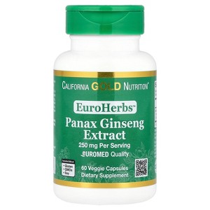 California Gold Nutrition EuroHerbs™, Panax Ginseng Extract, Euromed Quality, 250 mg, 60 Veggie Capsules - 1 of 3