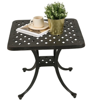 Vynxaria Patio End Tables - Compact Aluminium Cast Table for Outdoor Elegance