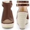 BLISSFUL STEP Women's Peep Toe Double Ankle Strap High Platform Wedges Heel Sandals - 2 of 3