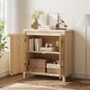 Rustic Storage Cabinet, 30.1" Buffet Cabinet with Rattan Doors, Wooden Mid-Century Coffee Bar Storage Station, Natural - 3 of 4