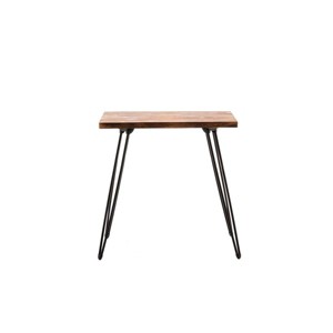 Leonardo End Table Weathered Fir/Black - Boraam: Iron Hairpin Legs, Square Shape, Storage Space - 1 of 4