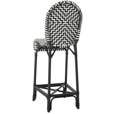 Tilden Black and White Rattan Indoor/Outdoor Bar Stool