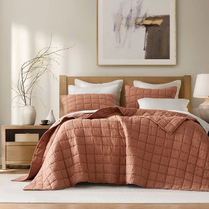 Harbor House 3Pcs Solid Color Lightweight Quilt Set, Garment Wash Box Stiching Cooling Quilt with Matching Pillow Shams - 1 of 4