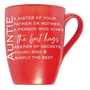 Auntie: A Sister Of Your Far Or Mor, A Person Who Gives Best Hugs Crimson Red 10 ounce New Bone China Coffee Cup Mug - 1 of 4