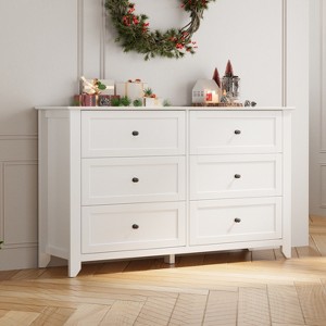 Modern 6 Drawer Dresser for Bedroom, 54" Wide Wooden Dressers with Large Storage,Handleless Chest of Drawers TV Stand for Living Room & Hallway - 1 of 4