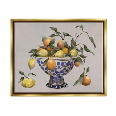 Stupell Industries Citrus Fruits in Bowl Framed Canvas