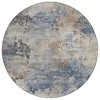 HomeRoots 8' Denim Blue Beige And Charcoal Round Abstract Washable Indoor Outdoor Area Rug - 4 of 4
