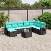 vidaXL 9 Piece Patio Sofa Set with Cushions Black Poly Rattan - Black without storage - 2 of 4
