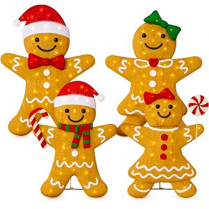 Best Choice Products 4pc Gingerbread Family 2D Christmas Yard Decor, 4ft Light Up Holiday Lawn Decoration, 200 LED Lights - 1 of 4