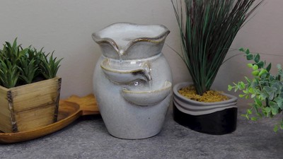 Cream Ceramic 8" Cascading Tiers Tabletop Water Fountain