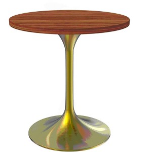 LeisureMod Verve 27" Round Dining Table - MDF Wood Top with Brushed Gold Pedestal Base Accent Side Table for Kitchen and Home - 1 of 4