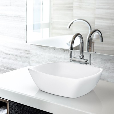 Miligore 16'' White Ceramic Flared Square Vessel Sink