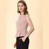 INSPIRE CHIC Women's Ruffle Neck Keyhole Back Sleeveless Floral Lace Peplum Blouses - 4 of 4