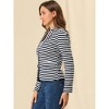 INSPIRE CHIC Women's Notched Collar Long Sleeve Button Front Striped Blazer - 4 of 4