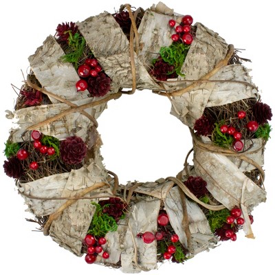 Northlight 13" Unlit Natural Twig and Birch Wood Pine Cone Artificial Christmas Wreath