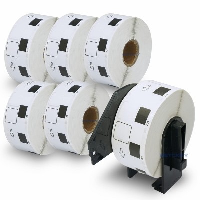 BETCKEY - Compatible Square Labels Replacement for Brother DK-1221 , 0.9in x 0.9in, Use with Brother QL Label Printers 6 Rolls + 1 Reusable Cartridge