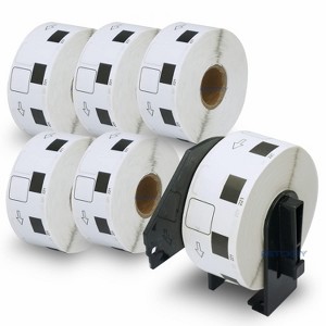 BETCKEY - Compatible Square Labels Replacement for Brother DK-1221 , 0.9in x 0.9in, Use with Brother QL Label Printers 6 Rolls + 1 Reusable Cartridge - 1 of 4