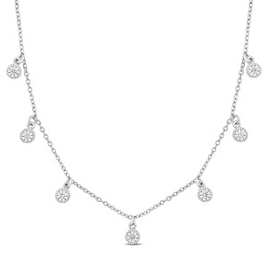 EVERLY JEWELRY | Sterling Silver 5/8ct TGW Created White Sapphire Station Necklace, 16 inc + 2 inc - 1 of 4
