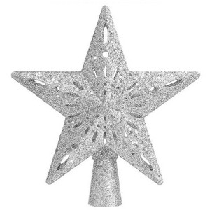 Aoibox Christmas tree topper lighted 1 Piece 6 projection modes LED rotating lights 3D silver glitter star for holiday decorations - 1 of 4