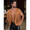 INSPIRE CHIC Men's Suede Casual Front Open Sleeveless Fringe Trim Vest - 2 of 4