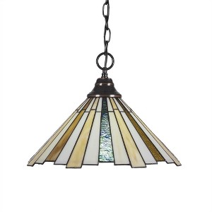 Toltec Lighting Any 1 - Light Pendant in  Black Copper with 16" Sequoia Art Glass Shade - 1 of 1