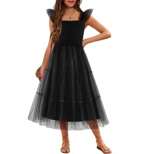 slim fit dress slacks Tween Girls' Off Shoulder Ruffle Trim Sequin Mermaid Dress Black / 11Y