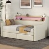 Streamdale Twin Daybed with Storage, Charging Station, LED Lights, and Bronze Nailhead Trim - 2 of 4