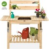 Best Choice Products Wood Garden Potting Bench Workstation Table w/ Sliding Tabletop, Food Grade Dry Sink - Natural - 2 of 4