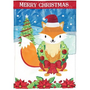 Magnolia Garden Merry Christmas Fox 29 x 42 Polyester Outdoor Hanging Garden Flag - 1 of 2