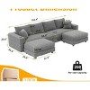102.4 Inch Convertible Lounge Sofa with 2 Ottomans, 4-Seat Cloud Couch with Cushions, Corduroy Lounge Sofa with Wood Frame-Coolbibila - 4 of 4