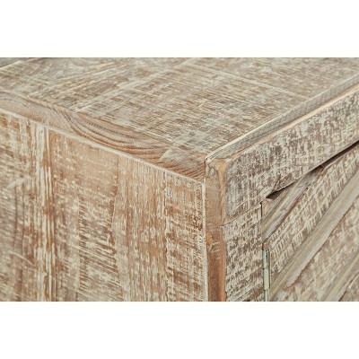 Roanley Distressed White and Black Metal Console Table with Storage