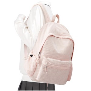 School Backpack for Teens Boys Girls Cute Corduroy Bookbag Classic Casual High School Bag Lightweight College Backpack For Women Men(Pink) - 1 of 4