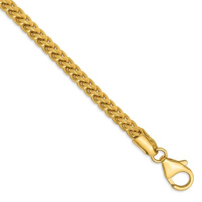 Black Bow Jewelry 3mm, 14k Yellow Gold, Solid Franco Chain Anklet or Bracelet