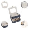 Unique Bargains PU Leather 2 Layer Storage Display Holder Jewelry Box with Mirror and Removable Jewelry Tray for Women - 3 of 4