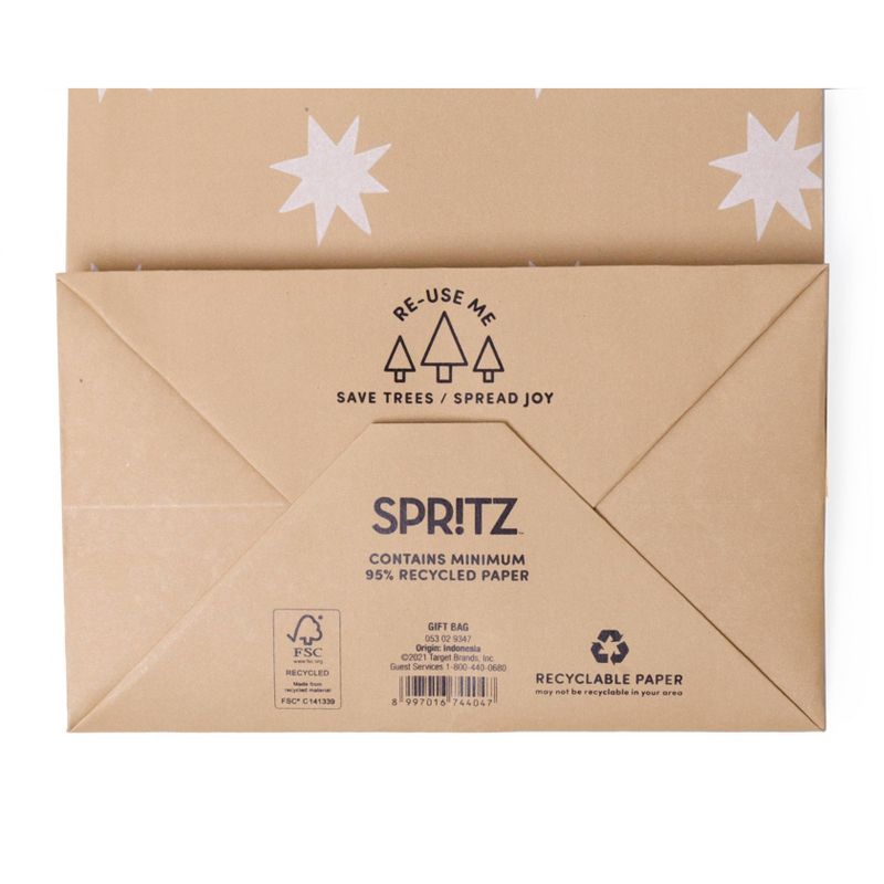 Small Recycled Paper Star Kraft Gift Bag Brown/White - Spritz&#8482;: Eco-Friendly, Party Favor, Printed Pattern, All Occasions, 5 of 10